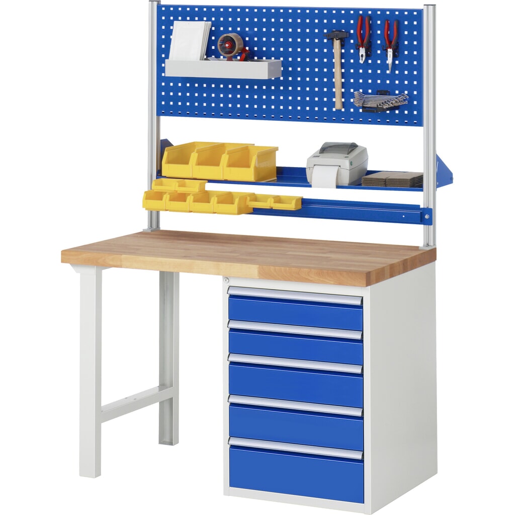 Pracovní stůl RAU řada 7000, 1 kontejner, VxŠxH 840 x 1250 x 700 mm, 5x zásuvka s výsuvem 100 %, 1 x 60, 1 x 90, 2 x 150, 1 x 270 mm, nosnost zásuvky 100 kg Číslo obrázku produktu 8: Pracovní stůl RAU řada 7000, 1 kontejner, VxŠxH 840 x 1250 x 700 mm, 5x zásuvka s výsuvem 100 %, 1 x 60, 1 x 90, 2 x 150, 1 x 270 mm, nosnost zásuvky 100 kg