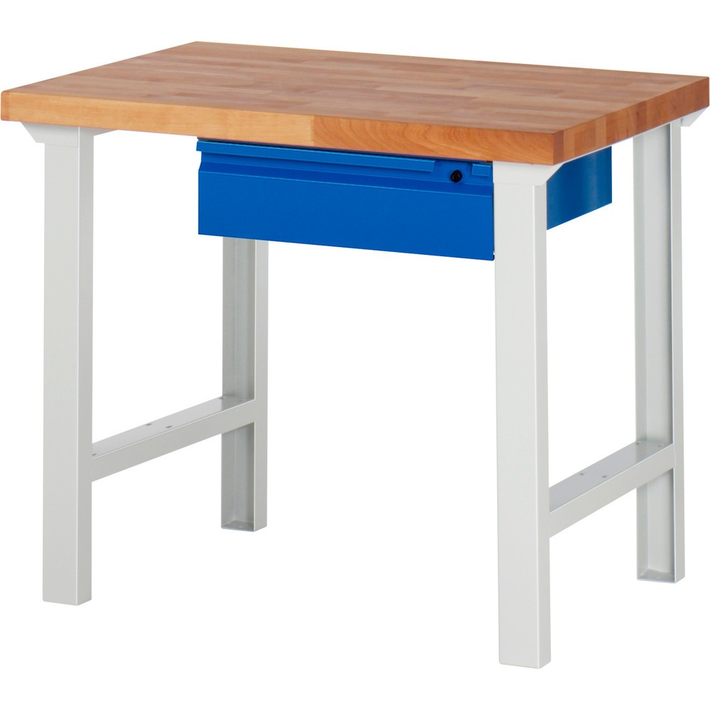 Obrázek produktu: Pracovní stůl RAU řada 7000, VxŠxH 840 x 1000 x 700 mm, 1 zásuvka, integrovaná úchytková lišta