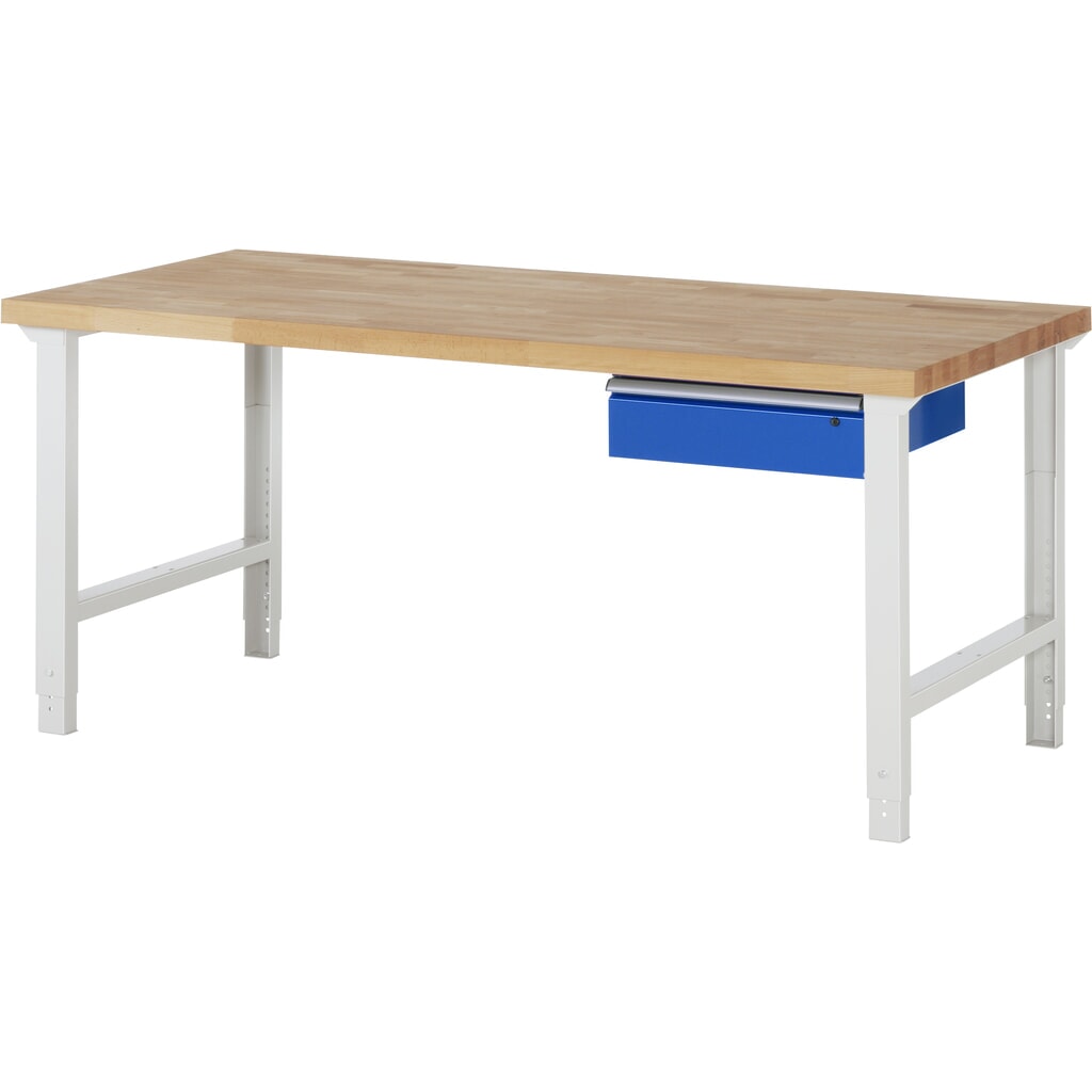 Mobilní pracovní stůl RAU řada 7000, V׊×H 790-1140 × 2000 × 900 mm, 1 zásuvka vpravo Obrázek produktu: Mobilní pracovní stůl RAU řada 7000, V׊×H 790-1140 × 2000 × 900 mm, 1 zásuvka vpravo