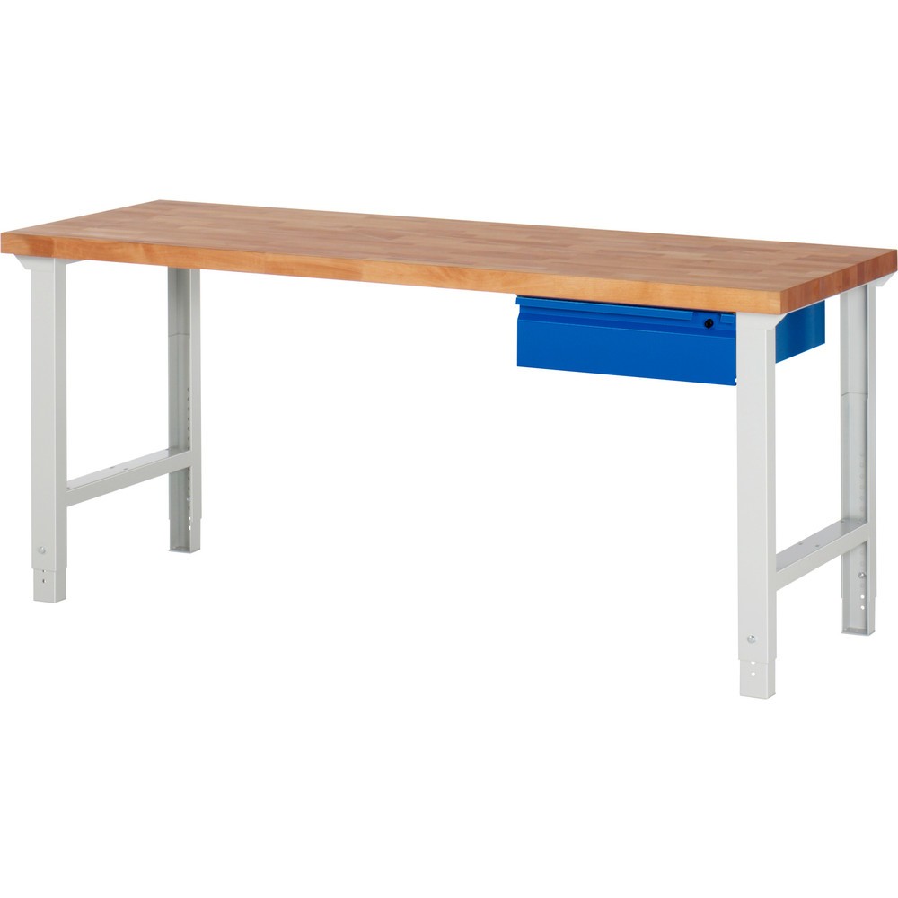 Číslo obrázku produktu 1: Pracovní stůl RAU řada 7000, VxŠxH 790-1140 x 2000 x 700 mm, 1x zásuvka 1 x 150 mm