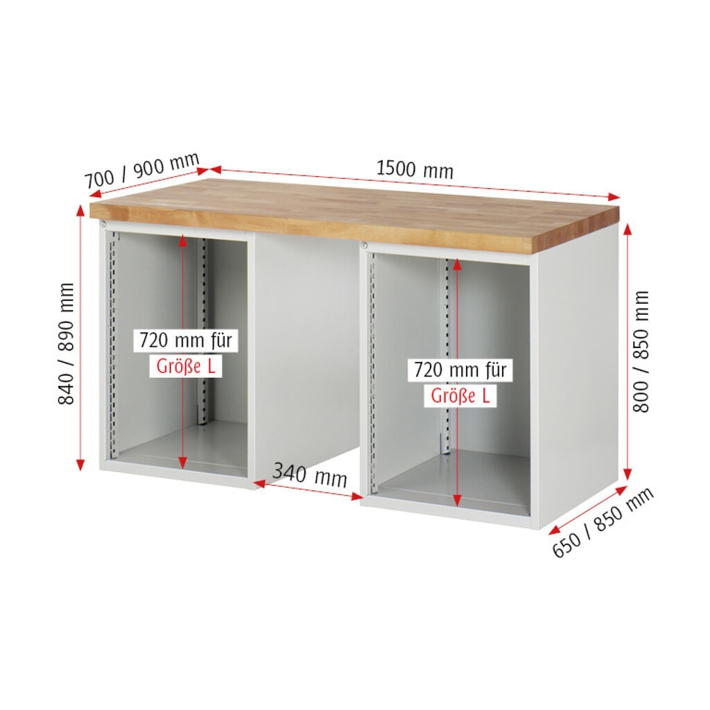 Pracovní stůl RAU řada 7000, 2 kontejnery, VxŠxH 840 x 1500 x 700 mm, 12x zásuvka s výsuvem 90 %, 6 x 90 mm, 6 x 150 mm Číslo obrázku produktu 5: Pracovní stůl RAU řada 7000, 2 kontejnery, VxŠxH 840 x 1500 x 700 mm, 12x zásuvka s výsuvem 90 %, 6 x 90 mm, 6 x 150 mm