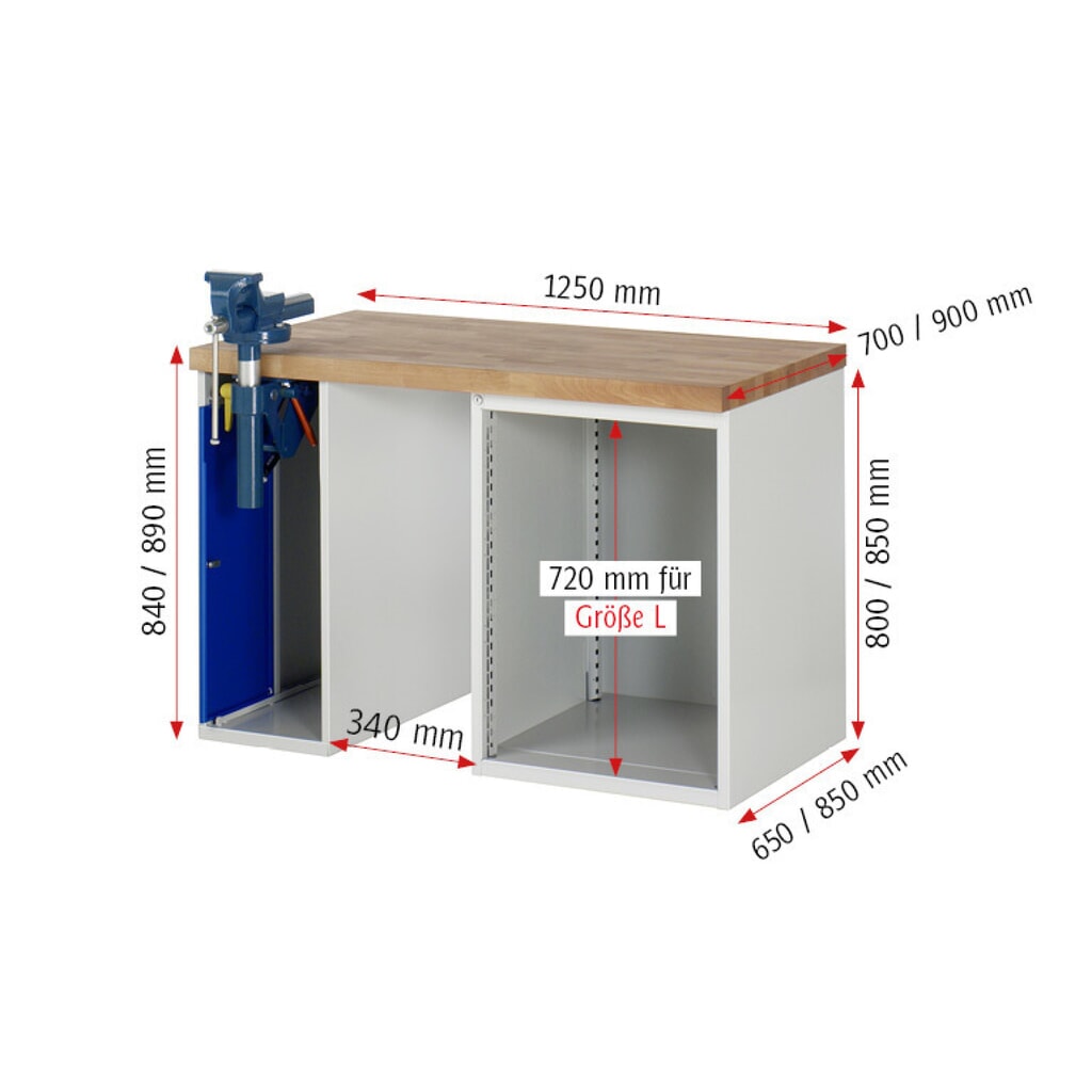 Pracovní stůl RAU řada 7000, 2 kontejnery, VxŠxH 840 x 1500 x 900 mm, 4x zásuvka s výsuvem 100 %, 3 x 150 mm, 1 x 270 mm, nosnost zásuvky 100 kg Číslo obrázku produktu 7: Pracovní stůl RAU řada 7000, 2 kontejnery, VxŠxH 840 x 1500 x 900 mm, 4x zásuvka s výsuvem 100 %, 3 x 150 mm, 1 x 270 mm, nosnost zásuvky 100 kg