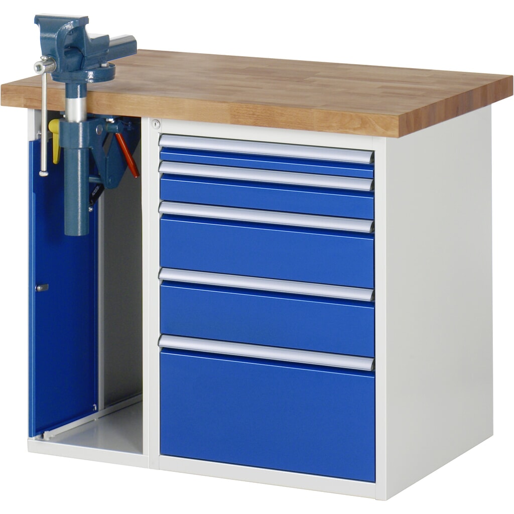 Pracovní stůl RAU řada 7000, 2 kontejnery, VxŠxH 840 x 1000 x 700 mm, 5x zásuvka 1 x 60 mm, 1 x 90 mm, 2 x 150 mm, 1 x 270 mm Obrázek produktu: Pracovní stůl RAU řada 7000, 2 kontejnery, VxŠxH 840 x 1000 x 700 mm, 5x zásuvka 1 x 60 mm, 1 x 90 mm, 2 x 150 mm, 1 x 270 mm