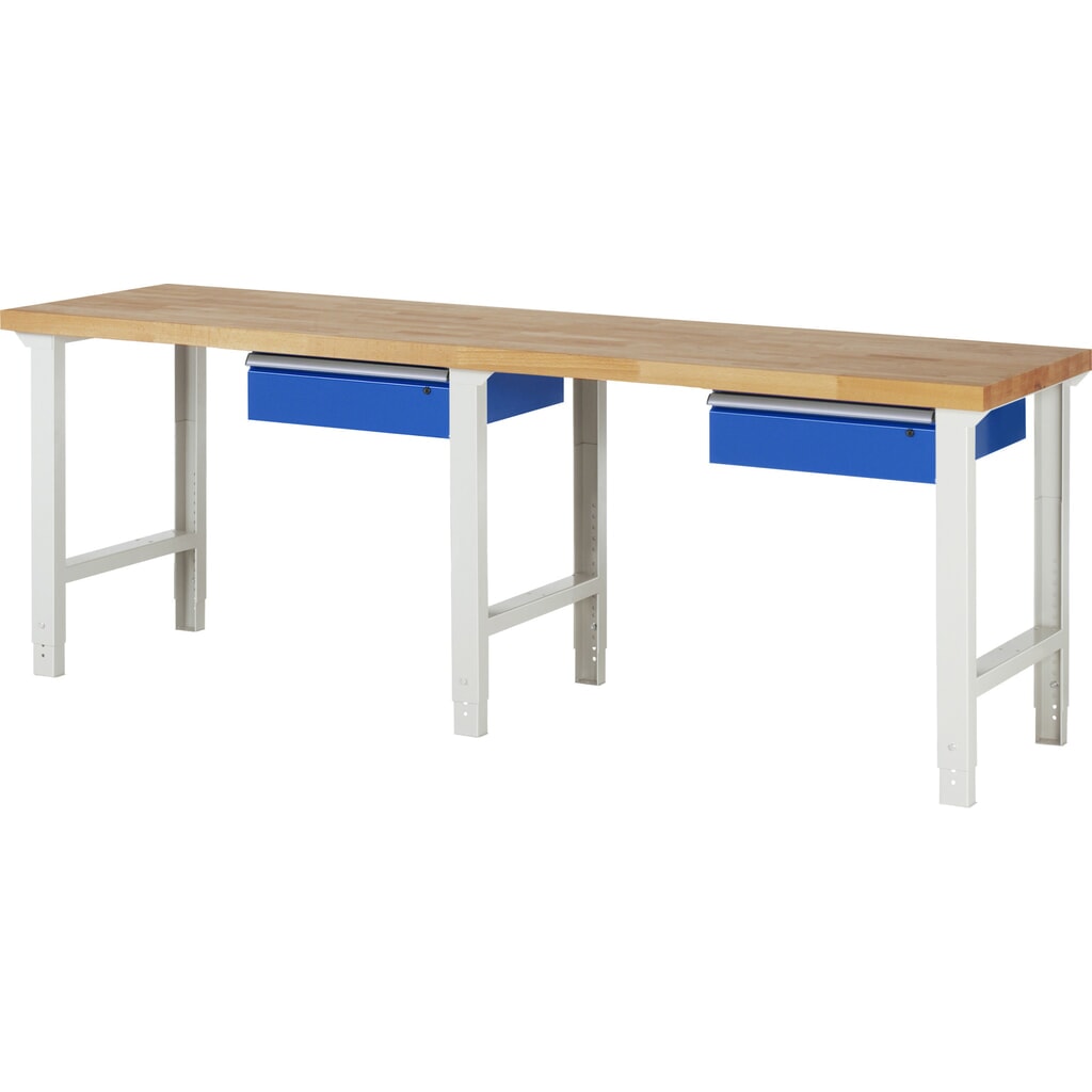 Obrázek produktu: Pracovní stůl RAU řada 7000, V×Š×H 790-1140 × 2500 × 700 mm, 2 zásuvky