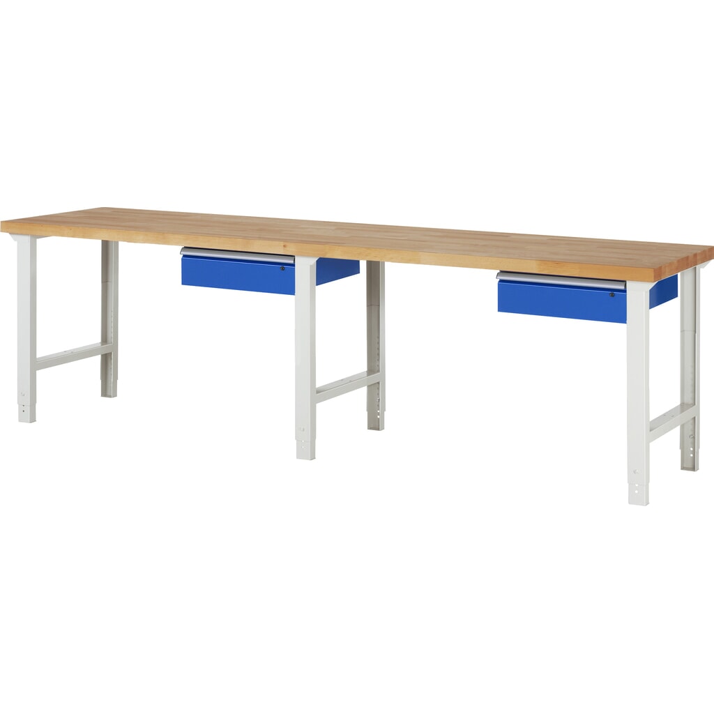 Obrázek produktu: Pracovní stůl RAU řada 7000, V×Š×H 790-1140 × 3000 × 700 mm, 2 zásuvky