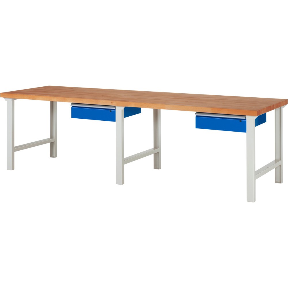 Číslo obrázku produktu 1: Pracovní stůl RAU řada 7000, V×Š×H 790-1140 × 3000 × 900 mm, 2 zásuvky
