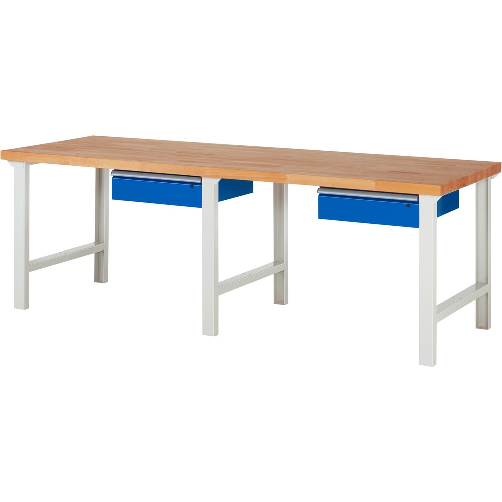 Číslo obrázku produktu 1: Pracovní stůl RAU řada 7000, VxŠxH 840 x 2500 x 900 mm, 2 zásuvky 2 x 150 mm