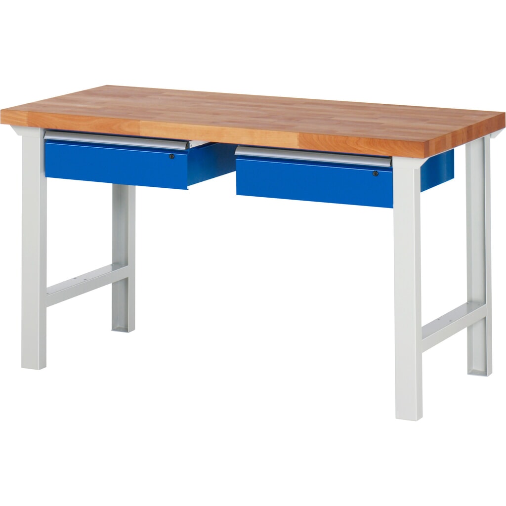 Obrázek produktu: Pracovní stůl RAU řada 7000, VxŠxH 840 x 1500 x 700 mm, 2 zásuvky 2 x 150 mm