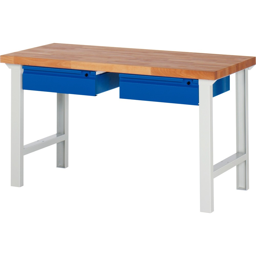 Číslo obrázku produktu 1: Pracovní stůl RAU řada 7000, VxŠxH 840 x 1500 x 700 mm, 2 zásuvky 2 x 150 mm