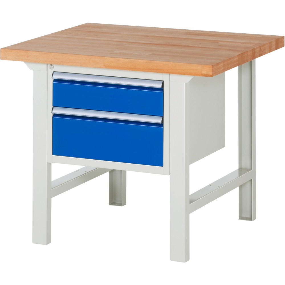 Číslo obrázku produktu 1: Pracovní stůl RAU řada 7000, VxŠxH 840 x 1000 x 900 mm, 2x zásuvka, 1 x 150 mm, 1 x 210 mm, nosnost zásuvky 100 kg