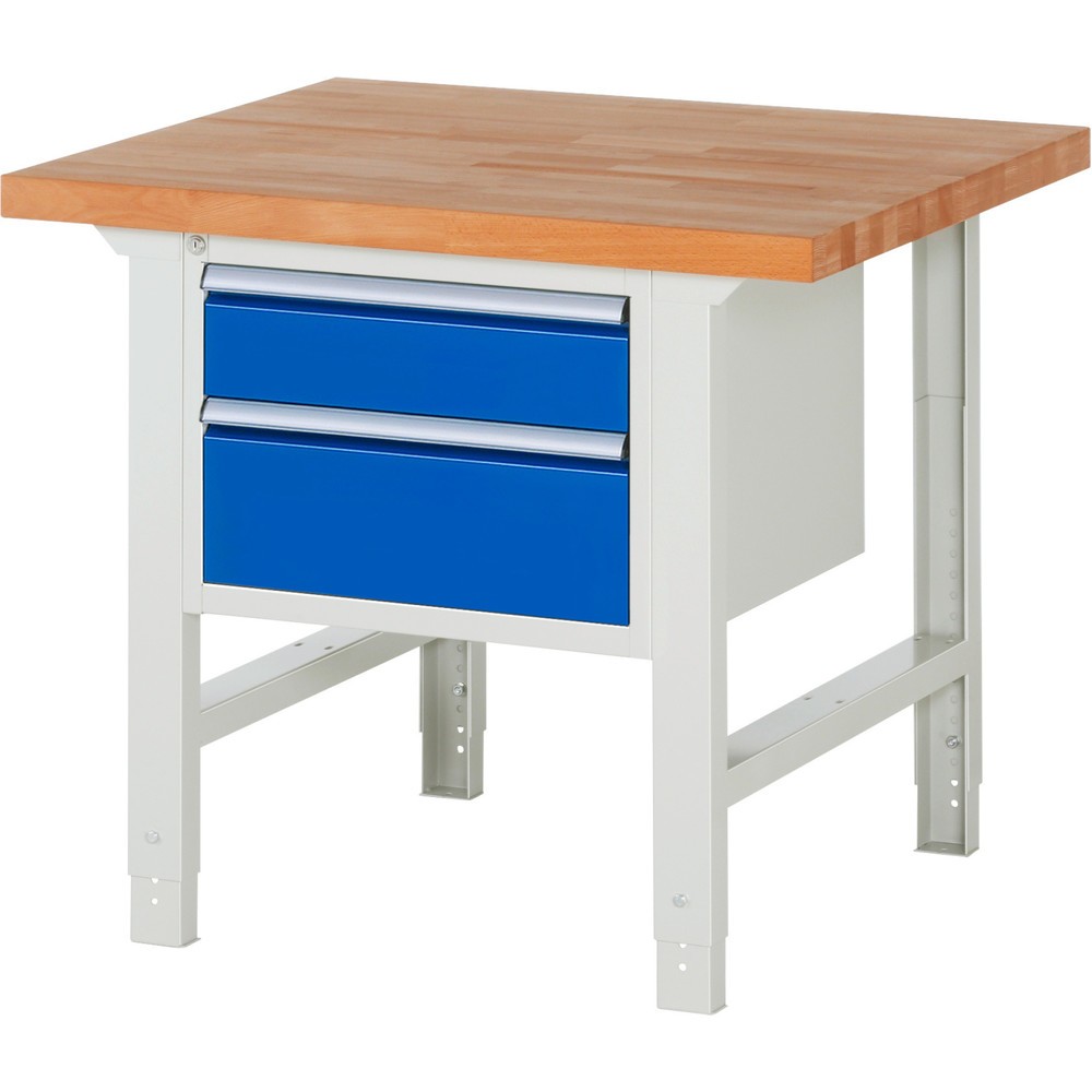 Číslo obrázku produktu 1: Pracovní stůl RAU řada 7000, VxŠxH 790-1140 x 1000 x 900 mm, 2 zásuvky 1 x 150 mm, 1 x 210 mm