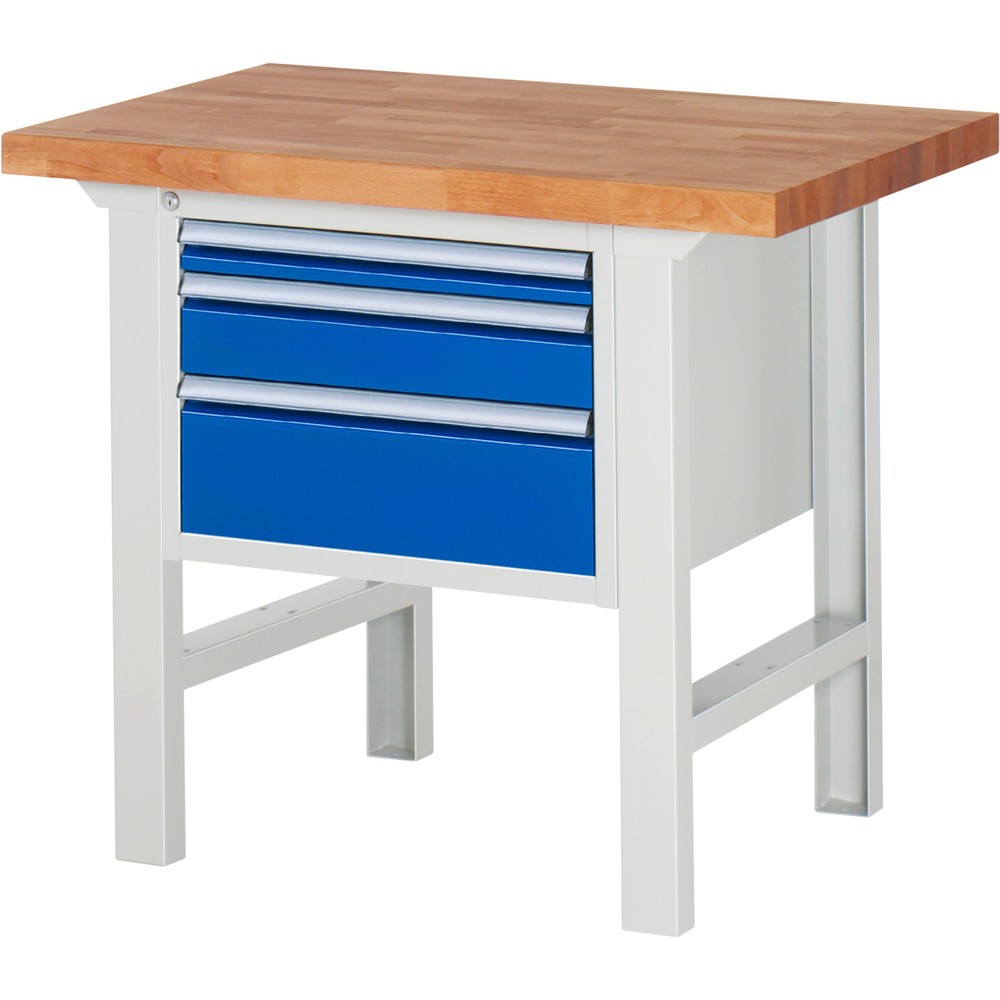 Číslo obrázku produktu 1: Pracovní stůl RAU řada 7000, VxŠxH 840 x 1000 x 700 mm, 3x zásuvka 1 x 60 mm, 1 x 120 mm, 1 x 180 mm