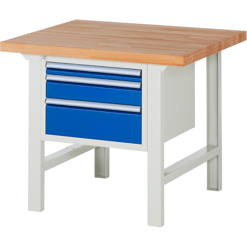 Pracovní stůl RAU řada 7000, 1 kontejner, VxŠxH 840 x 1000 x 900 mm, 3x zásuvka s výsuvem 90 %, 1 x 60, 1 x 120, 1 x 180 mm, nosnost zásuvky 100 kg Číslo obrázku produktu 1: Pracovní stůl RAU řada 7000, 1 kontejner, VxŠxH 840 x 1000 x 900 mm, 3x zásuvka s výsuvem 90 %, 1 x 60, 1 x 120, 1 x 180 mm, nosnost zásuvky 100 kg