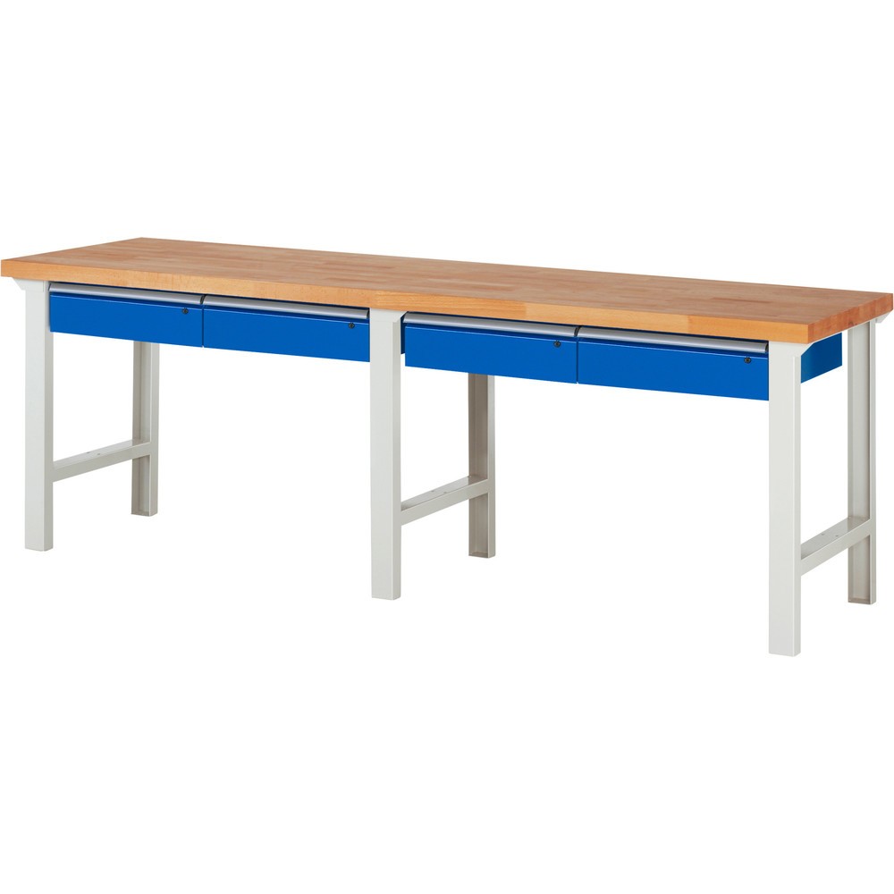 Číslo obrázku produktu 1: Pracovní stůl RAU řada 7000, VxŠxH 840 x 2500 x 700 mm, 4 zásuvky 4 x 150 mm