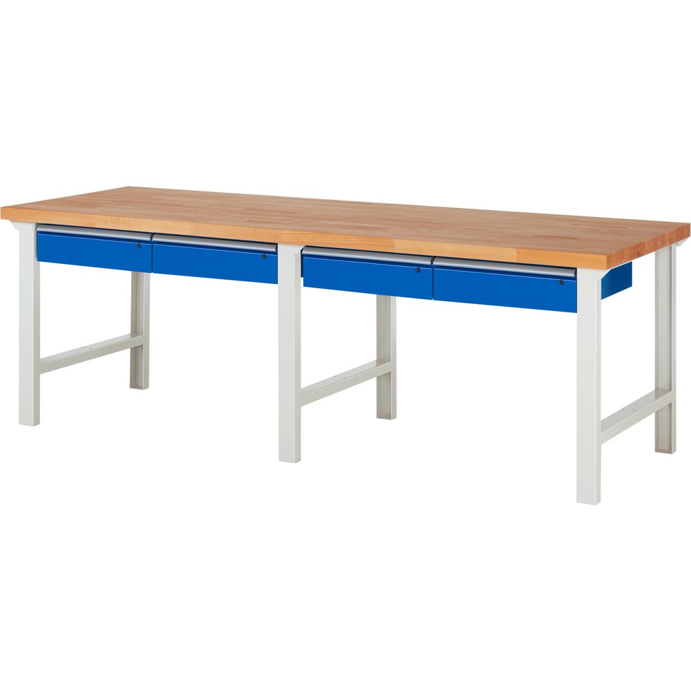 Číslo obrázku produktu 1: Pracovní stůl RAU řada 7000, VxŠxH 840 x 2500 x 900 mm, 4 zásuvky 4 x 150 mm