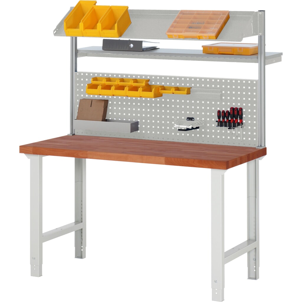 Pracovní stůl RAU řada 7000, pracovní deska červený buk masivní, 1 zásuvka, VxŠxH 790-1140 x 1500 x 700 mm, 1 zásuvka Číslo obrázku produktu 2: Pracovní stůl RAU řada 7000, pracovní deska červený buk masivní, 1 zásuvka, VxŠxH 790-1140 x 1500 x 700 mm, 1 zásuvka
