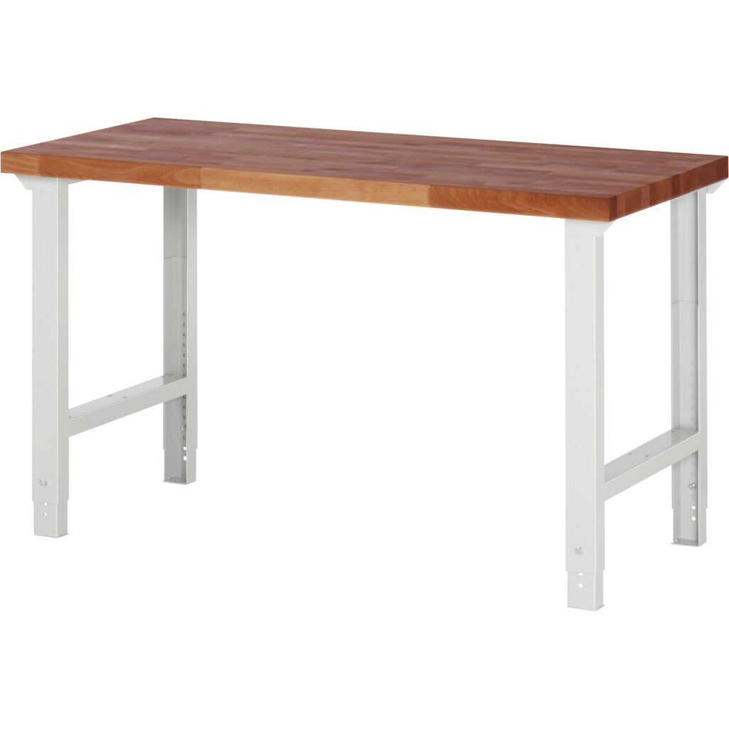 Těžký pracovní stůl RAU řady 7000, pracovní deska z masivu červeného buku, VxŠxH 790–1 140 x 1 500 x 700 mm Obrázek produktu: Těžký pracovní stůl RAU řady 7000, pracovní deska z masivu červeného buku, VxŠxH 790–1 140 x 1 500 x 700 mm