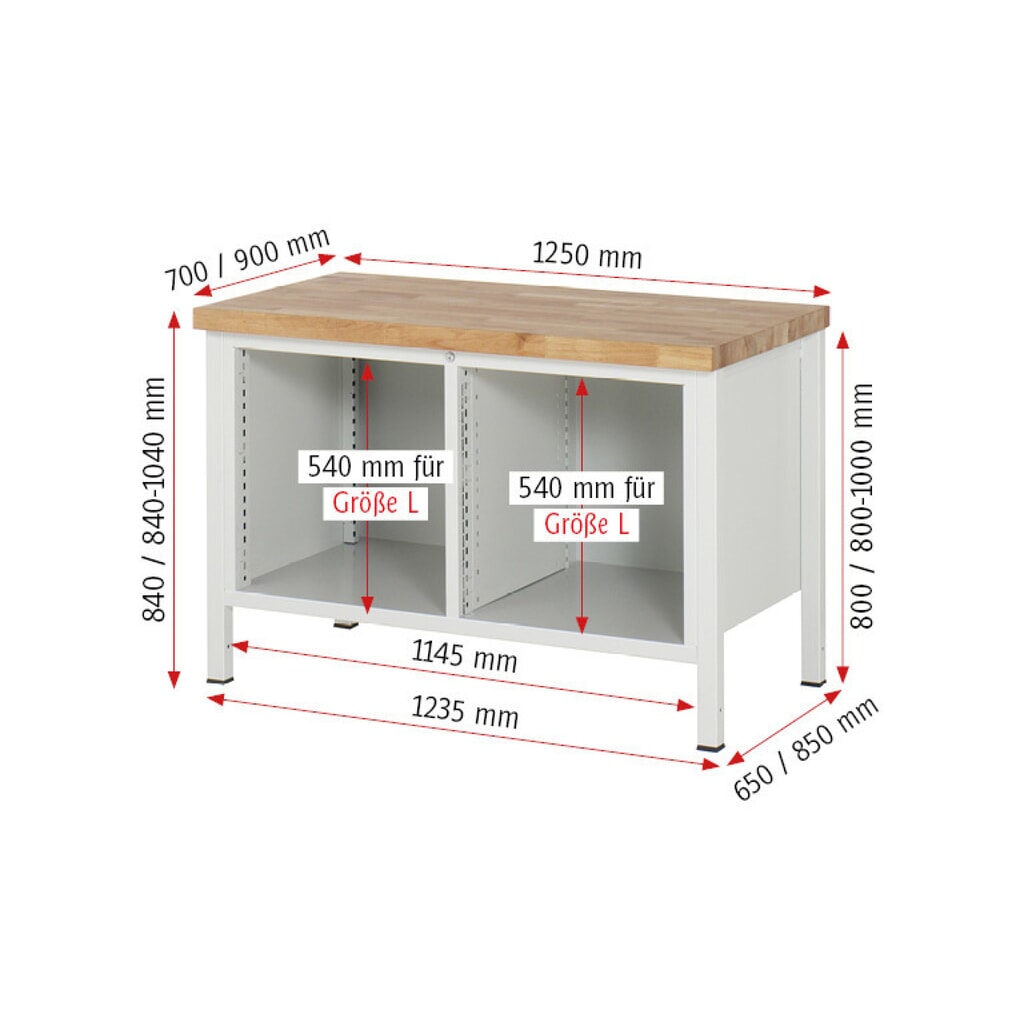 Číslo obrázku produktu 6: Pracovní stůl RAU řada 8000, 1 dvojitý kontejner, VxŠxH 840 x 1250 x 700 mm, 3 zásuvky