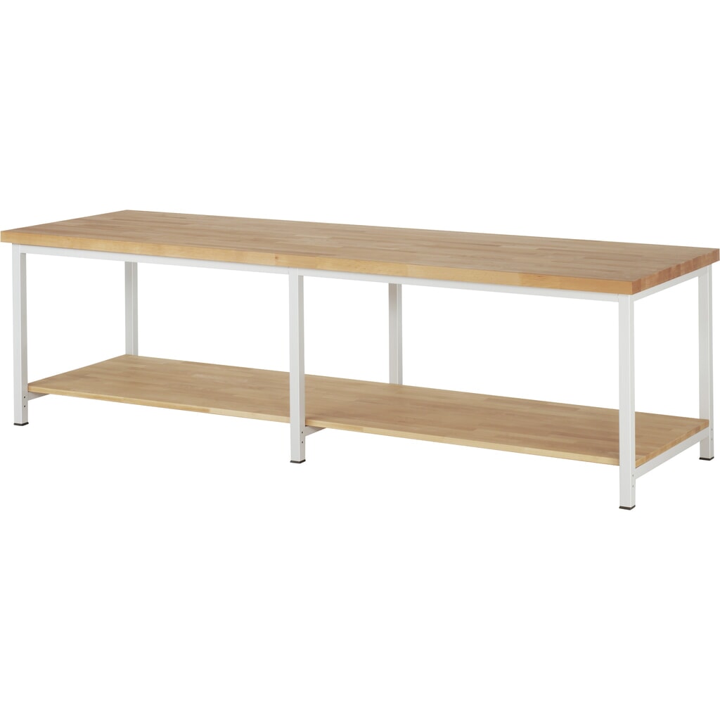 Obrázek produktu: Pracovní stůl RAU řada 8000, V×Š×H 840-1040 × 3000 × 900 mm, dole odkládací police