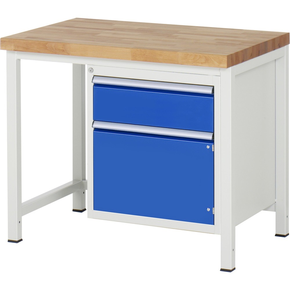 Číslo obrázku produktu 1: Pracovní stůl RAU řada 8000, 1 křídlové dveře, VxŠxH 840-1040 x 1000 x 700 mm, 1 zásuvka