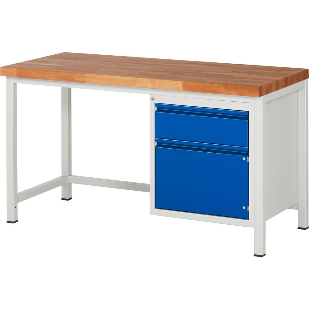 Číslo obrázku produktu 1: Pracovní stůl RAU řada 8000, 1 křídlové dveře, VxŠxH 840-1040 x 1500 x 700 mm, 1 zásuvka