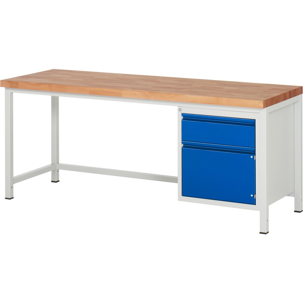 Číslo obrázku produktu 1: Pracovní stůl RAU řada 8000, 1 křídlové dveře, VxŠxH 840 x 2000 x 700 mm, 1 zásuvka