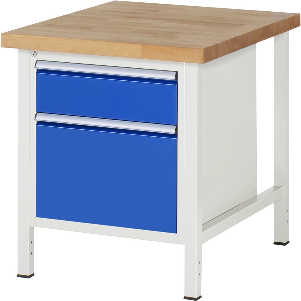 Číslo obrázku produktu 1: Pracovní stůl RAU řada 8000, VxŠxH 840 x 750 x 900 mm, 2x zásuvka s výsuvem 90 %, 1 x 180, 1 x 360 mm, nosnost zásuvky 100 kg