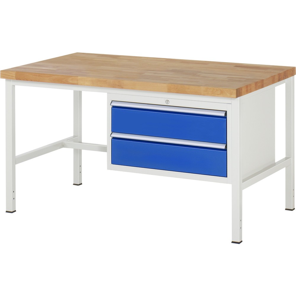Číslo obrázku produktu 1: Pracovní stůl RAU řada 8000, VxŠxH 840-1040 x 1500 x 900 mm, 2x zásuvka s výsuvem 100 %, 2 x 180 mm, nosnost zásuvky 75 kg