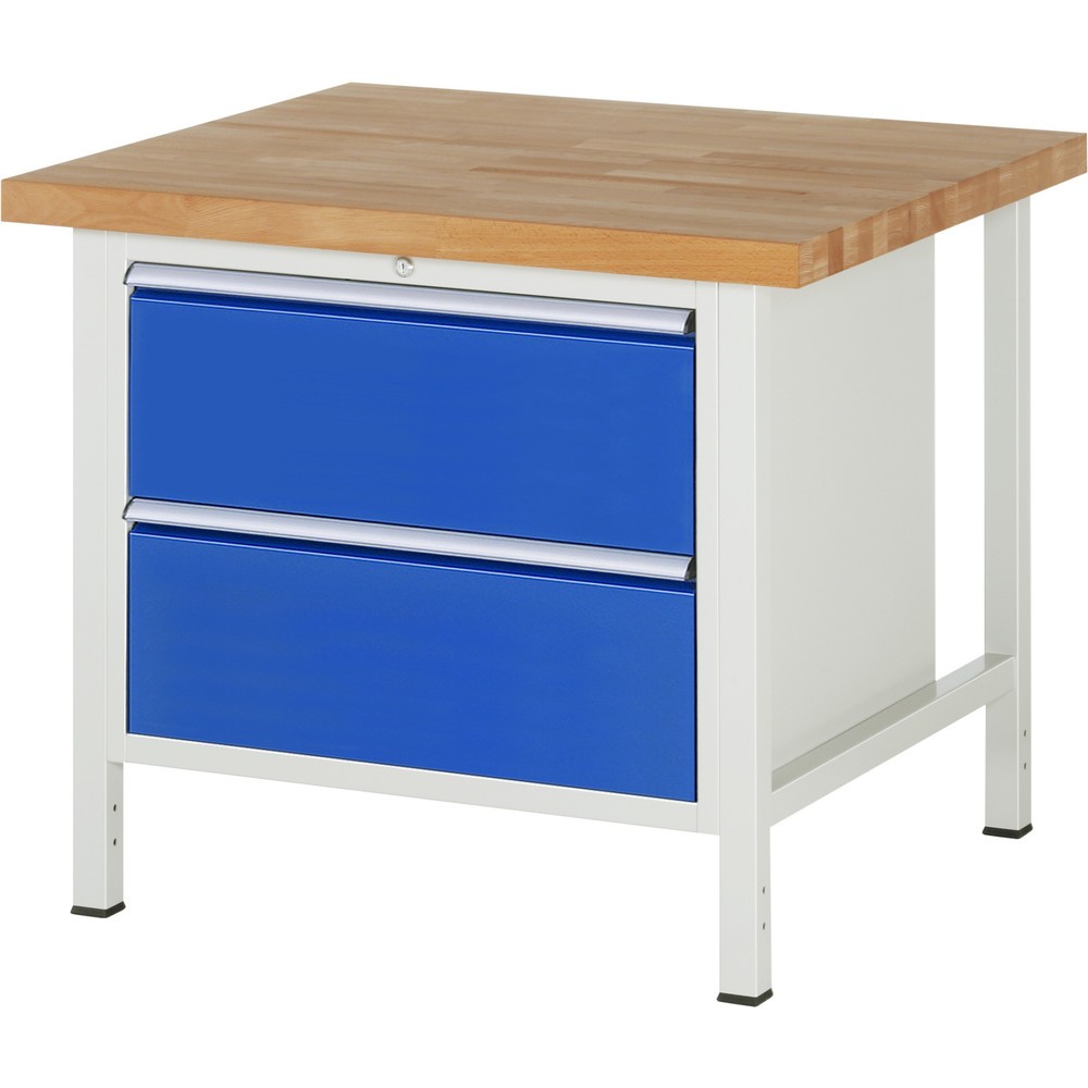 Číslo obrázku produktu 1: Pracovní stůl RAU řada 8000, VxŠxH 840-1040 x 1000 x 900 mm, 2x zásuvka s výsuvem 100 %, 2 x 270 mm, nosnost zásuvky 75 kg