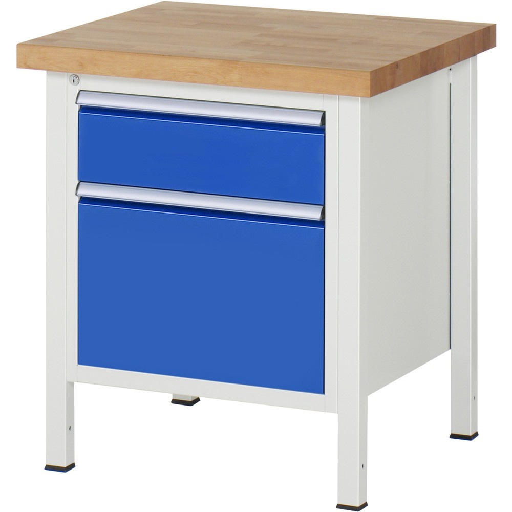 Číslo obrázku produktu 1: Pracovní stůl RAU řada 8000, VxŠxH 840-1040 x 750 x 700 mm, 2x zásuvka s výsuvem 90 %, 1 x 180, 1 x 360 mm, nosnost zásuvky 100 kg