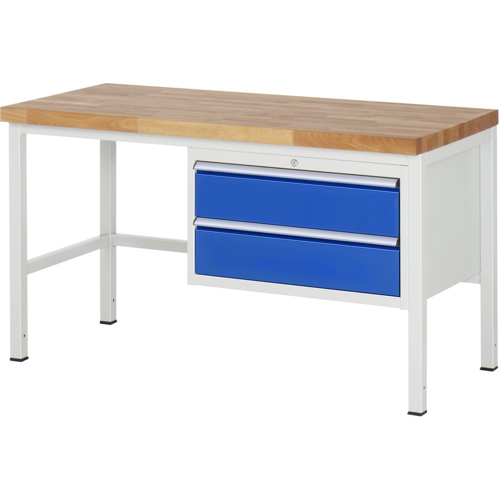 Číslo obrázku produktu 1: Pracovní stůl RAU řada 8000, VxŠxH 840-1040 x 1500 x 700 mm, 2x zásuvka s výsuvem 100 %, 2 x 180 mm, nosnost zásuvky 75 kg