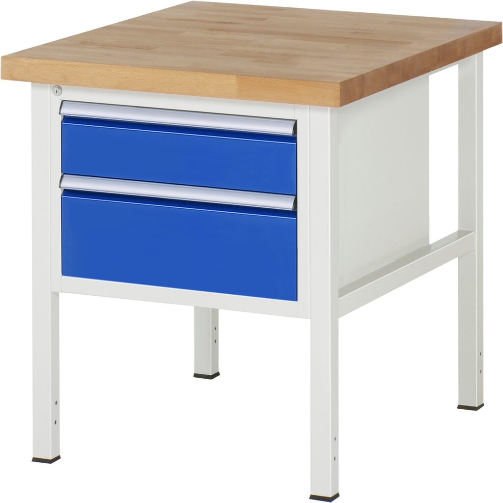 Pracovní stůl RAU řada 8000, VxŠxH 840-1040 x 750 x 900 mm, 2x zásuvka s výsuvem 90 %, 1 x 150, 1 x 210 mm, nosnost zásuvky 100 kg Obrázek produktu: Pracovní stůl RAU řada 8000, VxŠxH 840-1040 x 750 x 900 mm, 2x zásuvka s výsuvem 90 %, 1 x 150, 1 x 210 mm, nosnost zásuvky 100 kg