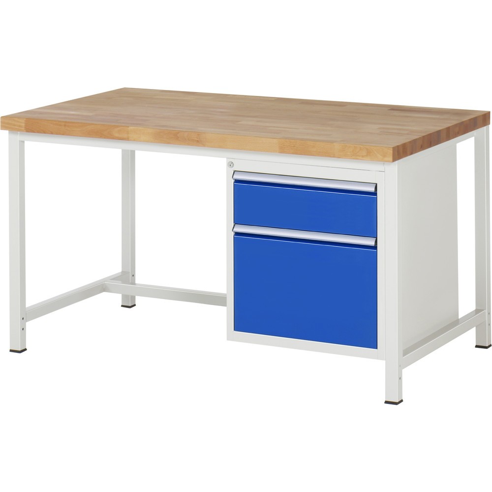 Číslo obrázku produktu 1: Pracovní stůl RAU řada 8000, VxŠxH 840-1040 x 1500 x 900 mm, 2x zásuvka s výsuvem 100 %, 1 x 180, 1 x 360 mm, nosnost zásuvky 100 kg