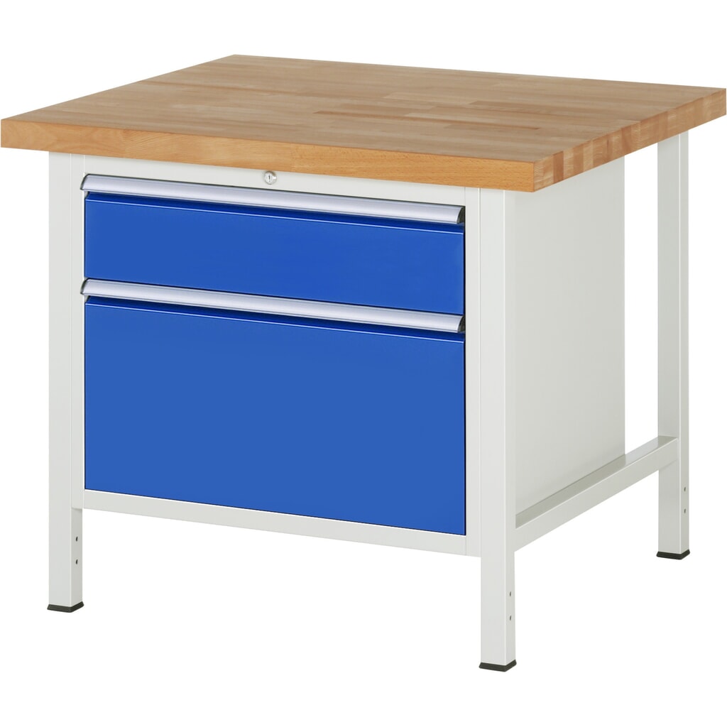 Obrázek produktu: Pracovní stůl RAU řada 8000, VxŠxH 840 x 1000 x 900 mm, 2x zásuvka s výsuvem 90 %, 1 x 180, 1 x 360 mm, nosnost zásuvky 75 kg