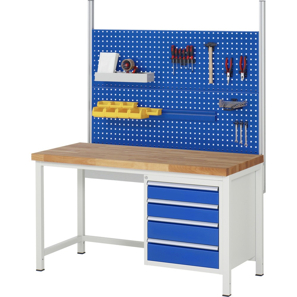 Číslo obrázku produktu 4: Pracovní stůl RAU řada 8000, VxŠxH 840-1040 x 1500 x 900 mm, 2x zásuvka s výsuvem 100 %, 1 x 180, 1 x 360 mm, nosnost zásuvky 100 kg
