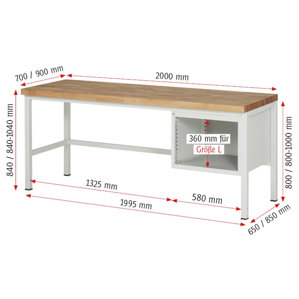 Pracovní stůl RAU řada 8000, VxŠxH 840 x 2000 x 700 mm, 3x zásuvka s výsuvem 100 %, 1 x 60, 1 x 120, 1 x 180 mm, nosnost zásuvky 100 kg Číslo obrázku produktu 5: Pracovní stůl RAU řada 8000, VxŠxH 840 x 2000 x 700 mm, 3x zásuvka s výsuvem 100 %, 1 x 60, 1 x 120, 1 x 180 mm, nosnost zásuvky 100 kg