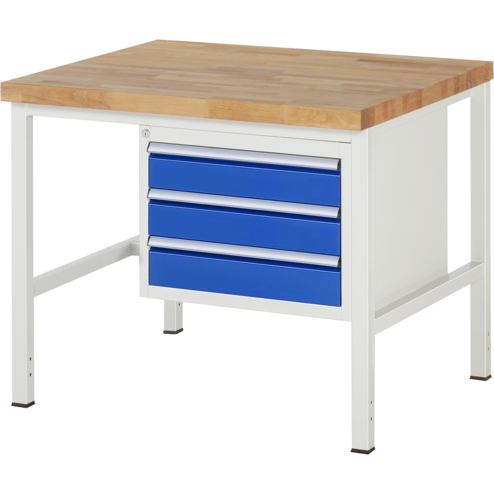 Obrázek produktu: Pracovní stůl RAU řada 8000, VxŠxH 840-1040 x 1000 x 900 mm, 3x zásuvka s výsuvem 100 %, 3 x 120 mm, nosnost zásuvky 100 kg
