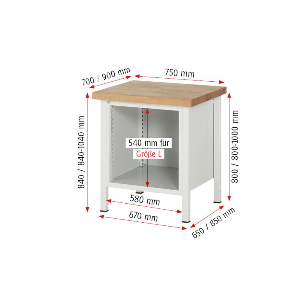 Pracovní stůl RAU řada 8000, 1 křídlové dveře, VxŠxH 840-1040 x 750 x 700 mm, 1 zásuvka, 1 křídlové dveře Číslo obrázku produktu 9: Pracovní stůl RAU řada 8000, 1 křídlové dveře, VxŠxH 840-1040 x 750 x 700 mm, 1 zásuvka, 1 křídlové dveře