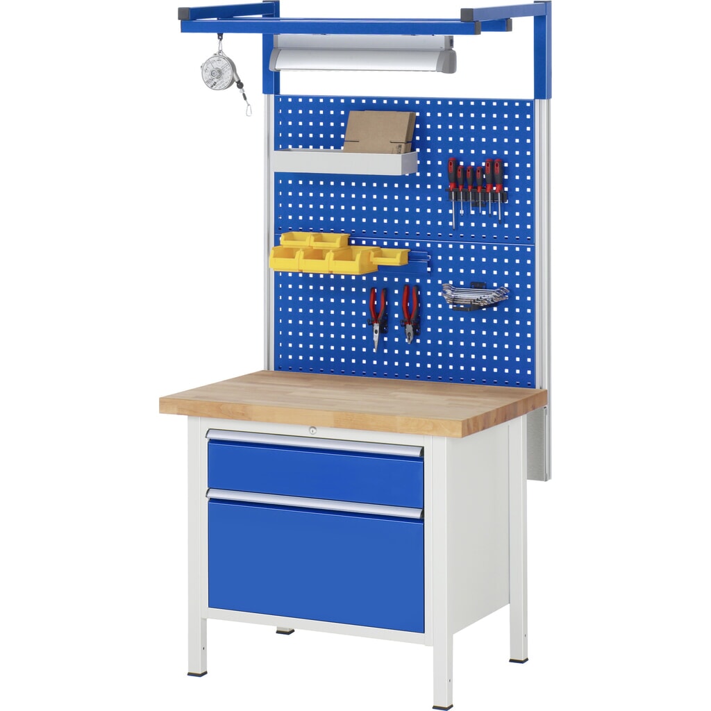 Číslo obrázku produktu 7: Pracovní stůl RAU řada 8000, VxŠxH 840-1040 x 1000 x 700 mm, 3x zásuvka s výsuvem 100 %, 3 x 180 mm, nosnost zásuvky 75 kg