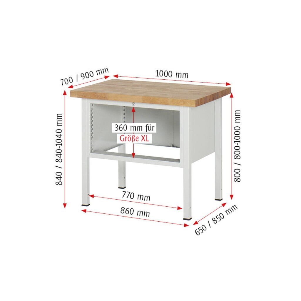 Pracovní stůl RAU řada 8000, VxŠxH 840-1040 x 1000 x 900 mm, 3x zásuvka s výsuvem 90 %, 3 x 120 mm, nosnost zásuvky 75 kg Číslo obrázku produktu 8: Pracovní stůl RAU řada 8000, VxŠxH 840-1040 x 1000 x 900 mm, 3x zásuvka s výsuvem 90 %, 3 x 120 mm, nosnost zásuvky 75 kg