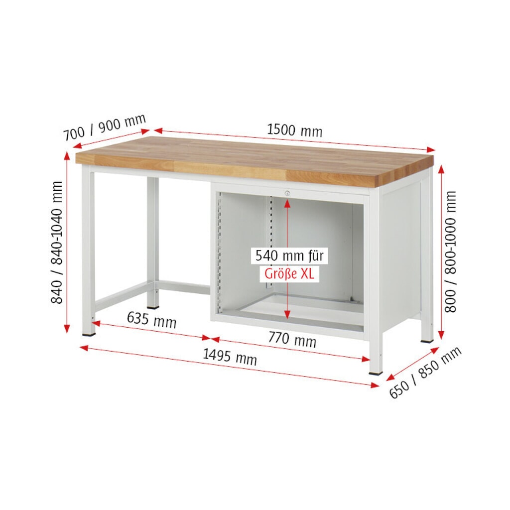 Pracovní stůl RAU řada 8000, VxŠxH 840-1040 x 1500 x 900 mm, 2x zásuvka s výsuvem 100 %, 1 x 180, 1 x 360 mm, nosnost zásuvky 75 kg Číslo obrázku produktu 7: Pracovní stůl RAU řada 8000, VxŠxH 840-1040 x 1500 x 900 mm, 2x zásuvka s výsuvem 100 %, 1 x 180, 1 x 360 mm, nosnost zásuvky 75 kg