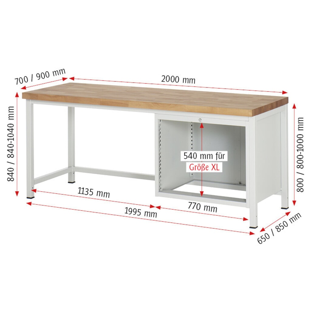 Pracovní stůl RAU řada 8000, VxŠxH 840 x 2000 x 900 mm, 3x zásuvka s výsuvem 90 %, 3 x 180 mm, nosnost zásuvky 75 kg Číslo obrázku produktu 5: Pracovní stůl RAU řada 8000, VxŠxH 840 x 2000 x 900 mm, 3x zásuvka s výsuvem 90 %, 3 x 180 mm, nosnost zásuvky 75 kg