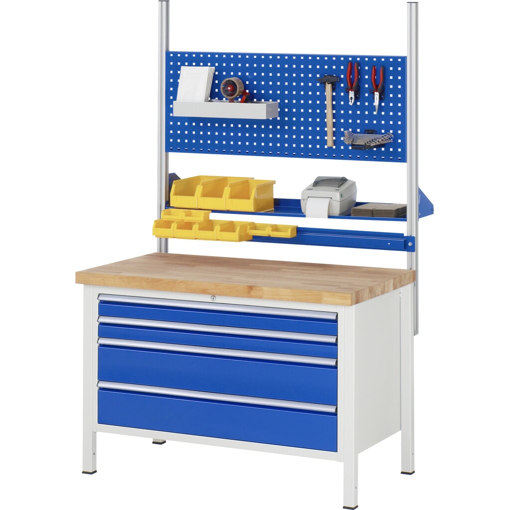 Pracovní stůl RAU řada 8000, VxŠxH 840 x 1250 x 700 mm, 2x zásuvka s výsuvem 90 %, 2 x 180 mm, nosnost zásuvky 50 kg Číslo obrázku produktu 5: Pracovní stůl RAU řada 8000, VxŠxH 840 x 1250 x 700 mm, 2x zásuvka s výsuvem 90 %, 2 x 180 mm, nosnost zásuvky 50 kg