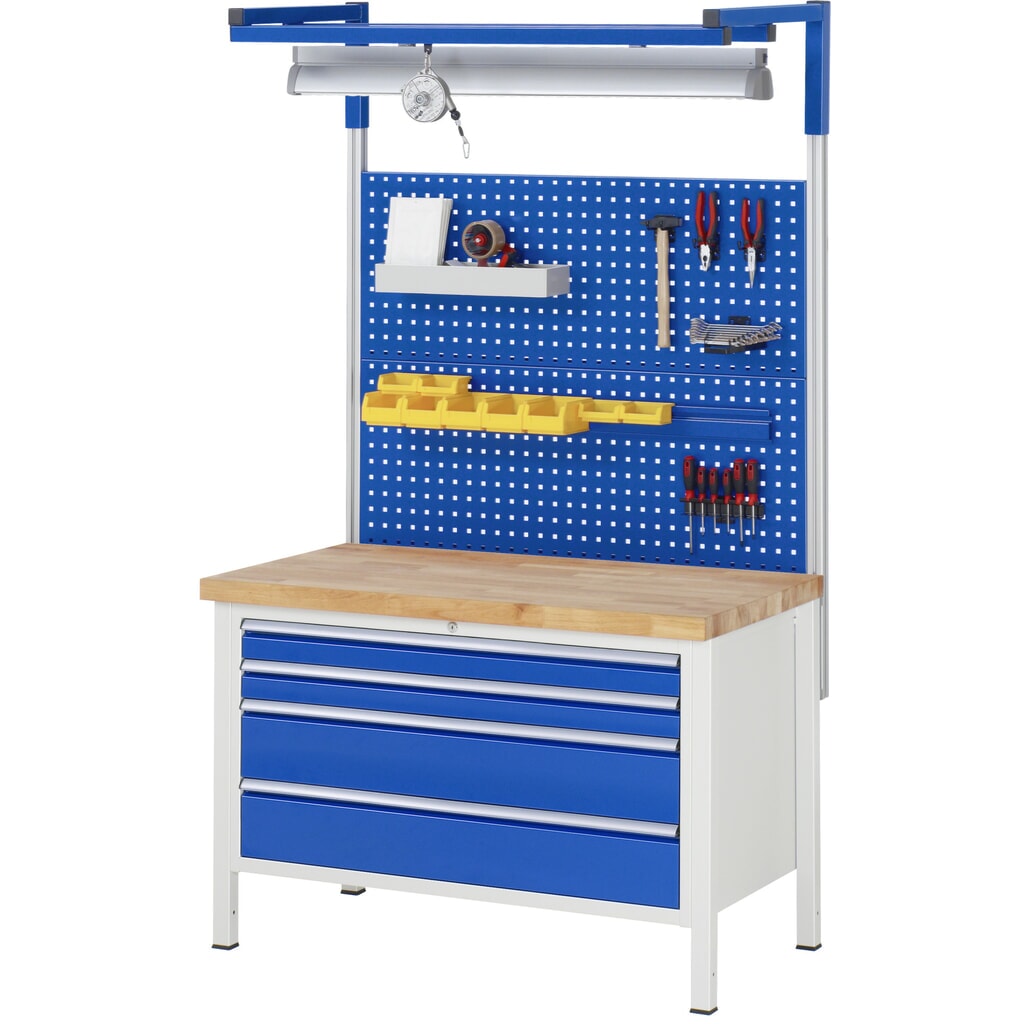 Pracovní stůl RAU řada 8000, VxŠxH 840 x 1250 x 700 mm, 2x zásuvka s výsuvem 90 %, 2 x 180 mm, nosnost zásuvky 50 kg Číslo obrázku produktu 6: Pracovní stůl RAU řada 8000, VxŠxH 840 x 1250 x 700 mm, 2x zásuvka s výsuvem 90 %, 2 x 180 mm, nosnost zásuvky 50 kg