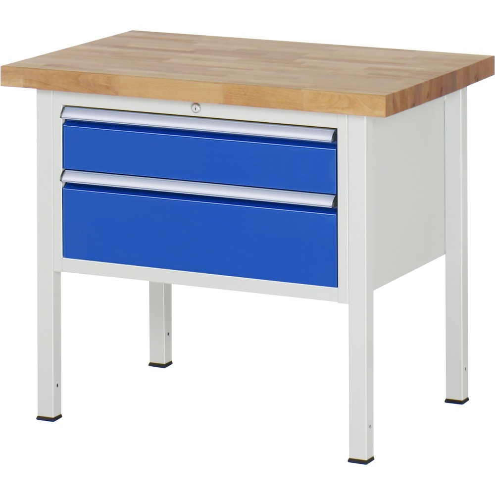 Číslo obrázku produktu 1: Pracovní stůl RAU řada 8000, VxŠxH 840 x 1000 x 700 mm, 4x zásuvka s výsuvem 100 %, 4 x 90 mm, nosnost zásuvky 75 kg