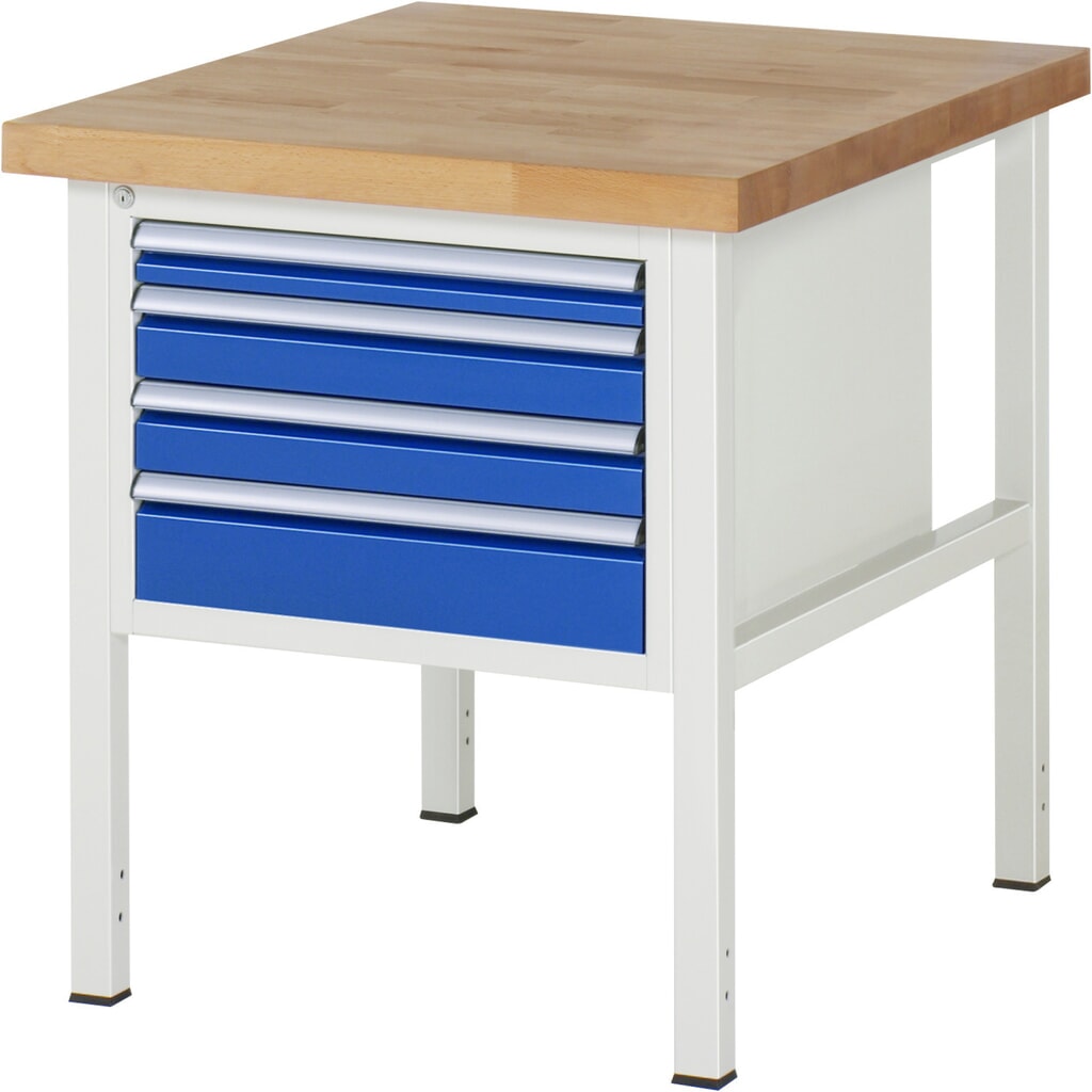 Pracovní stůl RAU řada 8000, VxŠxH 840-1040 x 750 x 900 mm, 4x zásuvka s výsuvem 90 %, 1 x 60, 2 x 90, 1 x 120 mm, nosnost zásuvky 100 kg Obrázek produktu: Pracovní stůl RAU řada 8000, VxŠxH 840-1040 x 750 x 900 mm, 4x zásuvka s výsuvem 90 %, 1 x 60, 2 x 90, 1 x 120 mm, nosnost zásuvky 100 kg