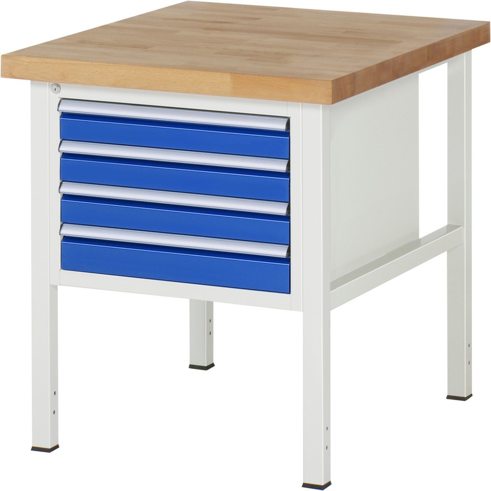Číslo obrázku produktu 1: Pracovní stůl RAU řada 8000, VxŠxH 840-1040 x 750 x 900 mm, 4x zásuvka s výsuvem 90 %, 4 x 90 mm, nosnost zásuvky 100 kg