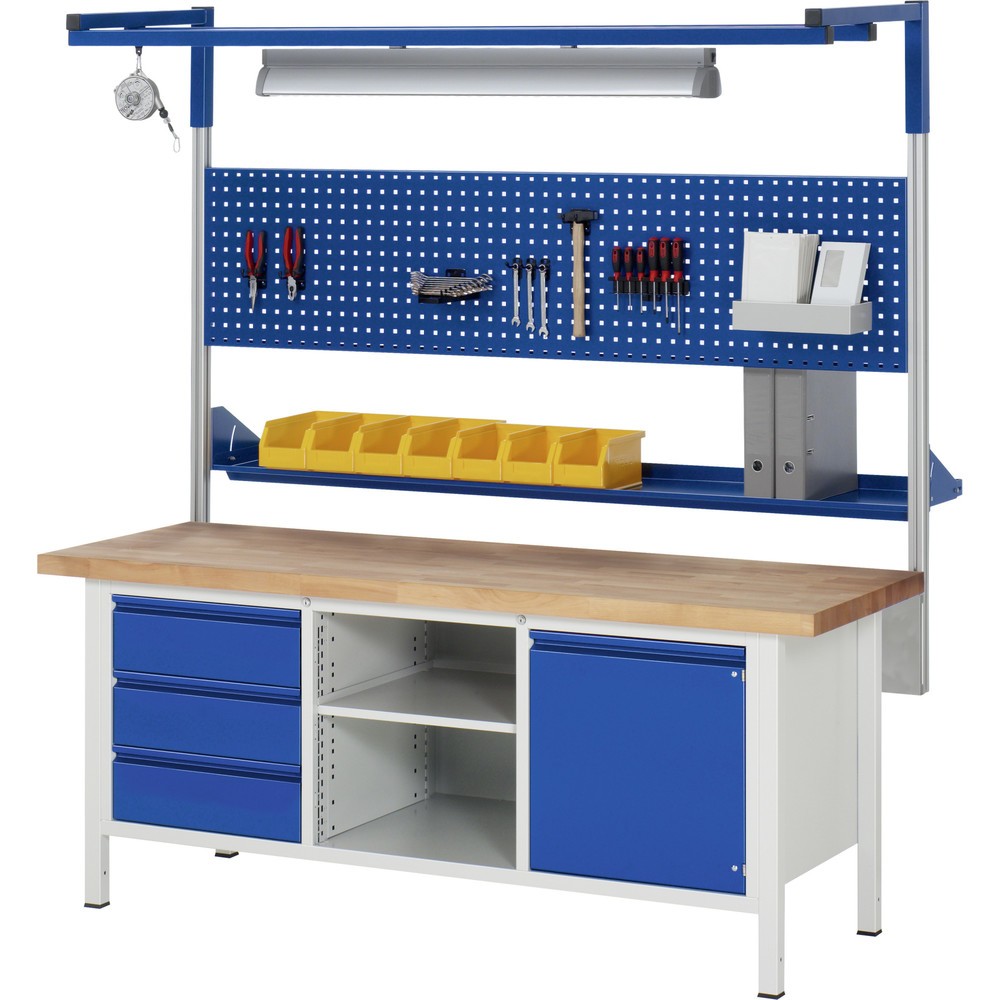 Číslo obrázku produktu 4: Pracovní stůl RAU řada 8000, 1 trojitý kontejner, 1 police, VxŠxH 840 x 2000 x 700 mm, 6x zásuvka s výsuvem 90 %, 6 x 180 mm