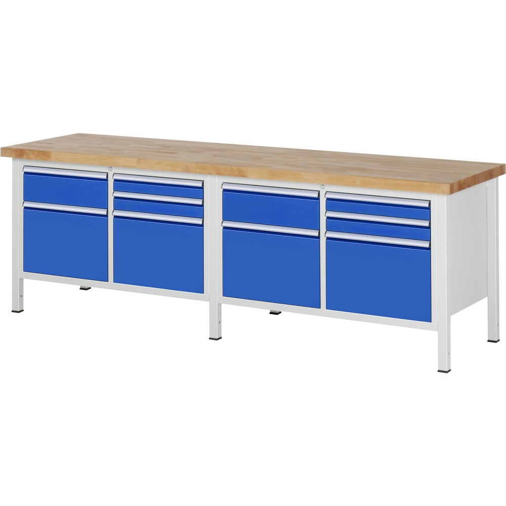 Číslo obrázku produktu 1: Pracovní stůl RAU řada 8000, 2 dvojitý kontejner, VxŠxH 840 x 2500 x 700 mm, 10 zásuvky
