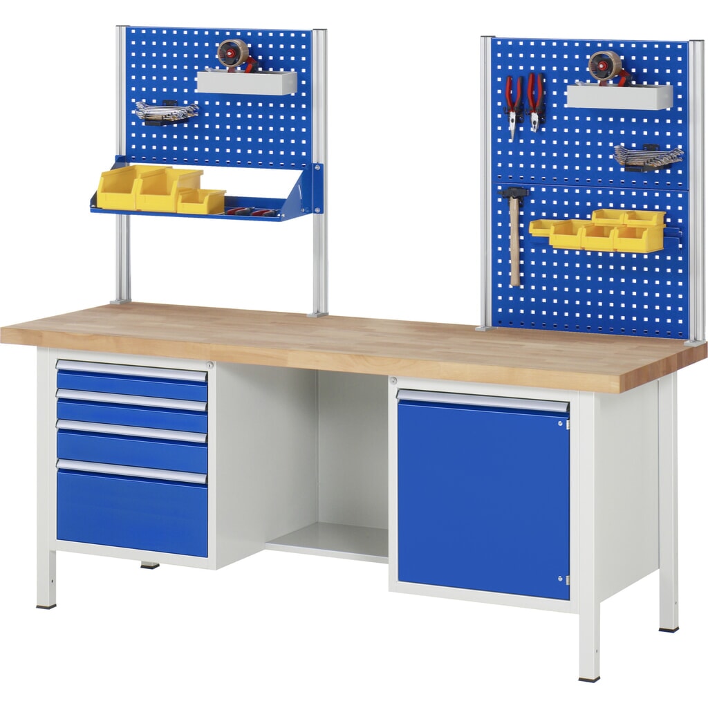 Číslo obrázku produktu 7: Pracovní stůl RAU řada 8000, 2 kontejnery, 1 křídlové dveře, VxŠxH 840 x 2000 x 700 mm, 2x zásuvka